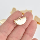 4 Half Round Cord Ribbon Ends, Gold Plated, fin1052