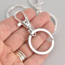 5 Large Silver Keychains with Clasp, lobster clasp, swivel key chain clasp fin1060