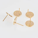 8 Gold Plated Post Earrings with hole, 12mm disc, 4 pairs, fin1062