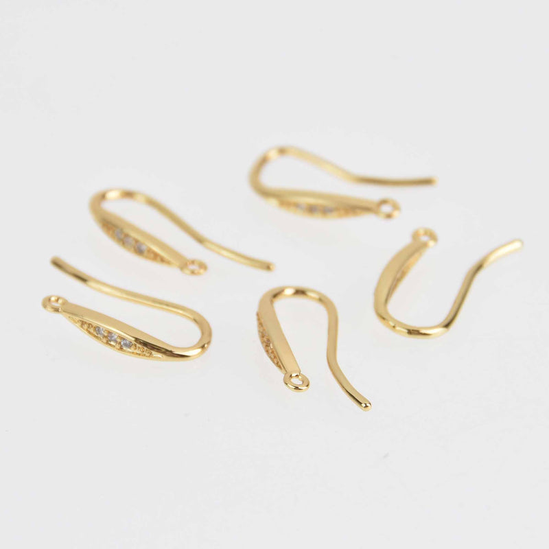 2 Gold Micro Pave Earrings, Hook, fin1073
