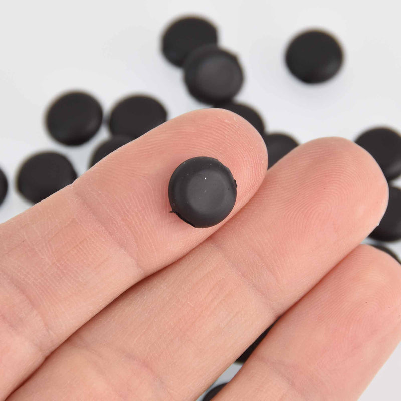 100 Black Rubber Mask Beads for Adjustable Mask Straps, 10mm diameter, fin1076