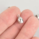 10 Silver Tassel Bead Caps, Leather Cord Ends with Bail Fits up to 3mm cord, stainless steel, fin1097