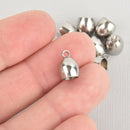 10 Silver Tassel Bead Caps, Leather Cord Ends with Bail Fits up to 5mm cord, stainless steel, fin1098