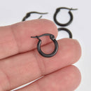 10 Black 12mm Huggie Earring Blanks Stainless Steel fin1111