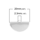 4 Half Round Cord Ribbon Ends, Silver Plated, fin1134