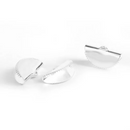 4 Half Round Cord Ribbon Ends, Silver Plated, fin1134