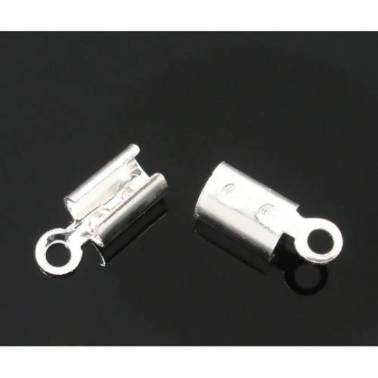 20 Silver 2mm Cord End Bails, fits 2mm-2.5mm cord, fin1136