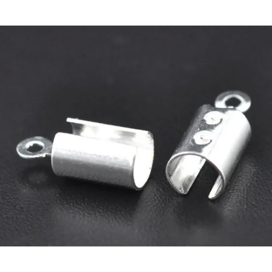 20 Silver 4mm Cord End Bails, fits 4mm cord, fin1137