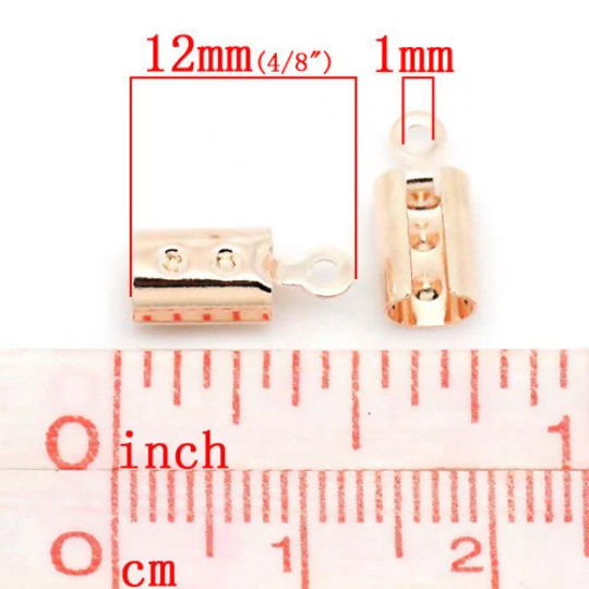 20 Rose Gold 4mm Cord End Bails, fits 4mm cord, fin1138