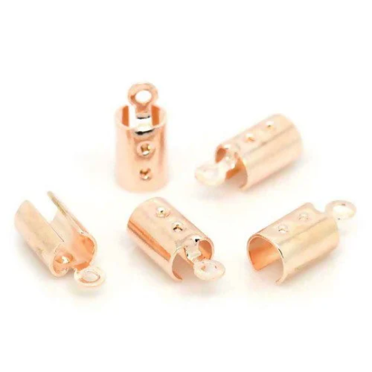 20 Rose Gold 4mm Cord End Bails, fits 4mm cord, fin1138