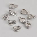 10 Clip-On Earring Blanks, bezel tray fits 8mm round cabochons, stainless steel, fin1139