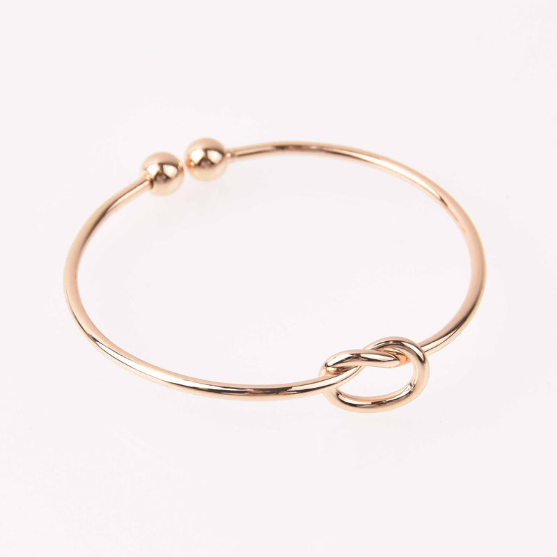 2 Gold Love Knot Bangle Bracelet Blanks, Copper, 6.5", fin1151