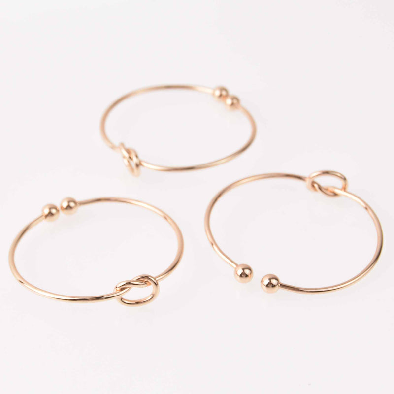 2 Gold Love Knot Bangle Bracelet Blanks, Copper, 6.5", fin1151
