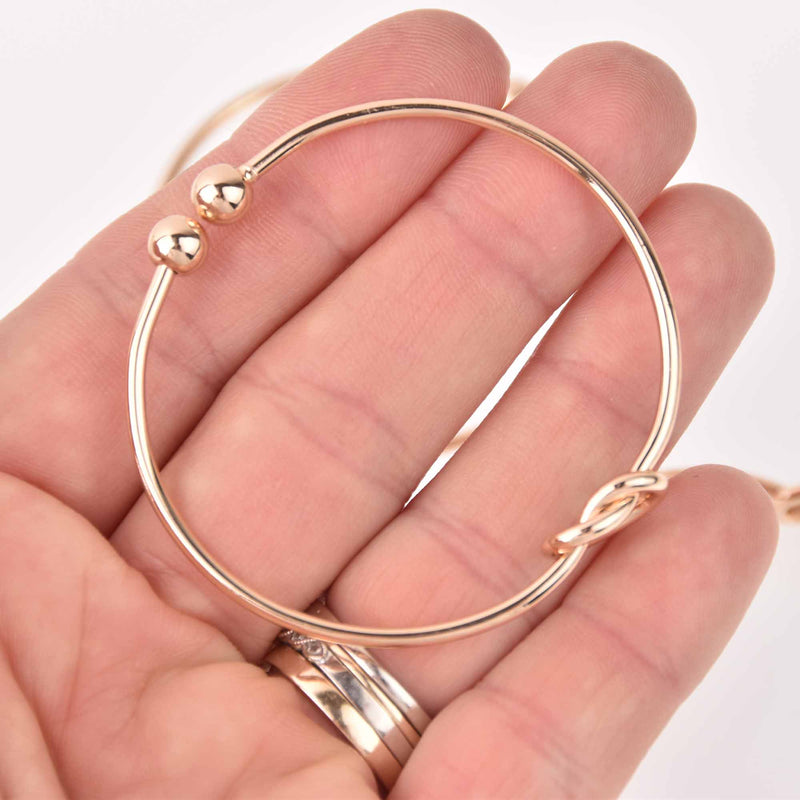 2 Gold Love Knot Bangle Bracelet Blanks, Copper, 6.5", fin1151