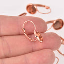 10 (5 pairs) rose gold plated cabochon bezel setting lever back earring, fits 10mm round inside tray fin1154
