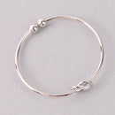 2 Silver Love Knot Bangle Bracelet Blanks, Copper, 6.5", fin1162