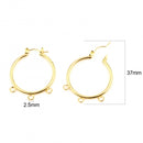 2 Huggie Hoop Earrings, Gold Plated, 3 bottom loops, fin1163