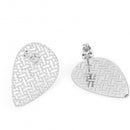 2 Silver Earring Post Blanks, stainless steel with hang hole, filigree leaf, fin1172