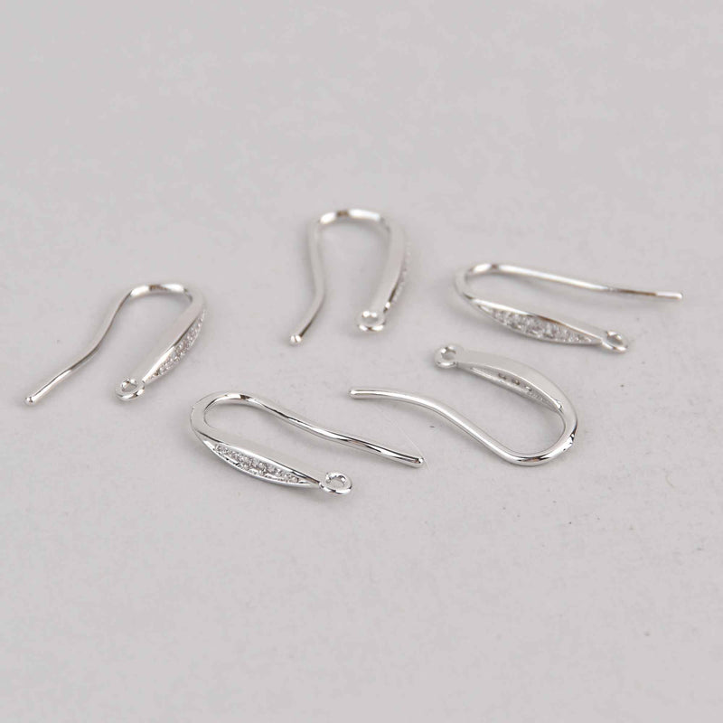 2 Silver Micro Pave Earrings, Hook, fin1173