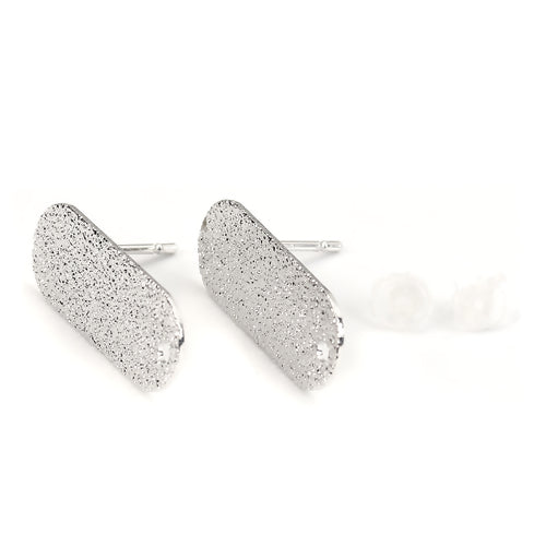 2 Silver Stardust Earring Post Blanks, 18K real platinum plated, fin1174