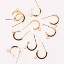 6 Light Gold Plated Hoop Earring Blanks, fin1177