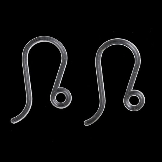 20 Plastic Earring Wire Blanks, fish hook, white, hypoallergenic, fin1179