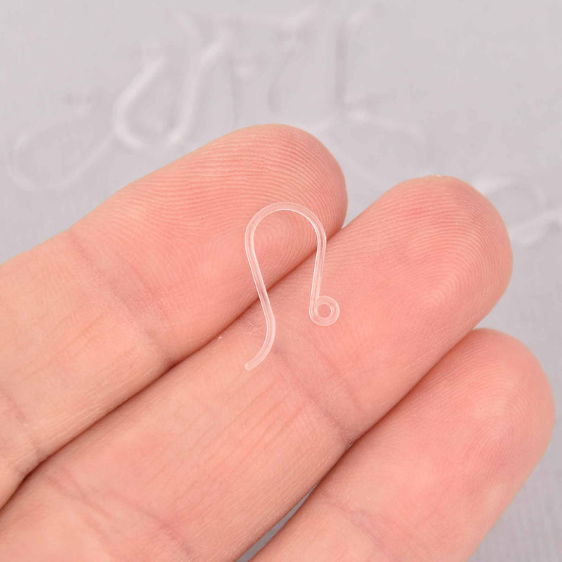 20 Plastic Earring Wire Blanks, fish hook, white, hypoallergenic, fin1179