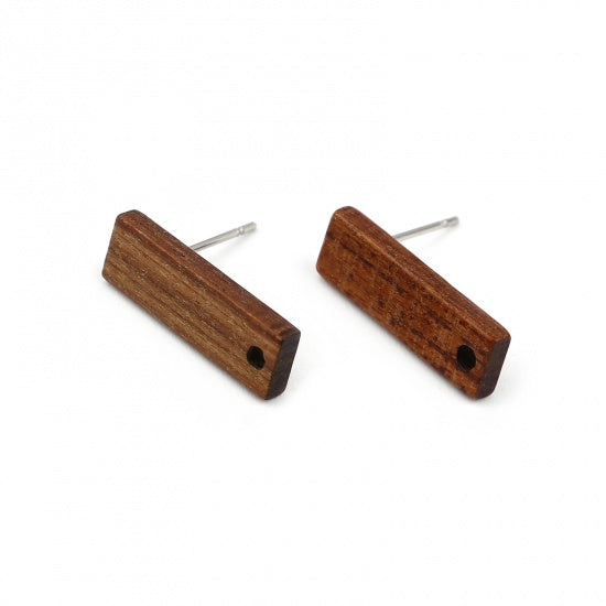 10 Wood Earring Post Blanks, Rectangle Stick, fin1195