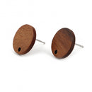 10 Wood Earring Post Blanks, Circle, fin1199