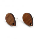 10 Wood Earring Post Blanks, Teardrop, fin1200