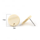 10 Wood Earring Post Blanks, Circle, fin1201