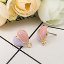 6 Heart Earring Blanks, Pink Purple Enamel, fin1204