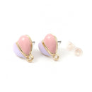 6 Heart Earring Blanks, Pink Purple Enamel, fin1204