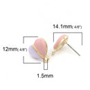 6 Heart Earring Blanks, Pink Purple Enamel, fin1204