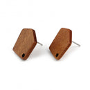 10 Wood Earring Post Blanks, Shield Shape, fin1205