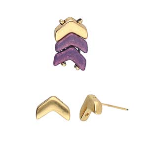 Ganema Chevron Earring Blanks, 24k Gold Plate, x8 pcs, fin1217