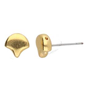 Alopronia Ginko Earring Blanks, 24k Gold Plate, x8 pcs, fin1219