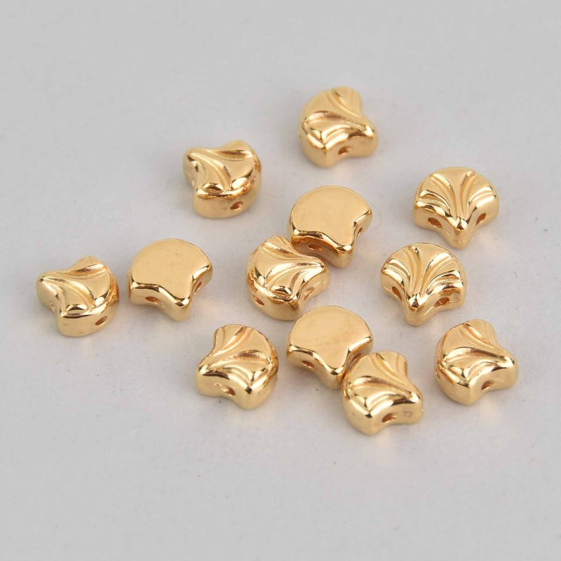 Maltas Ginko Bead Substitute, 24k Gold Plate, 4 pcs, fin1225