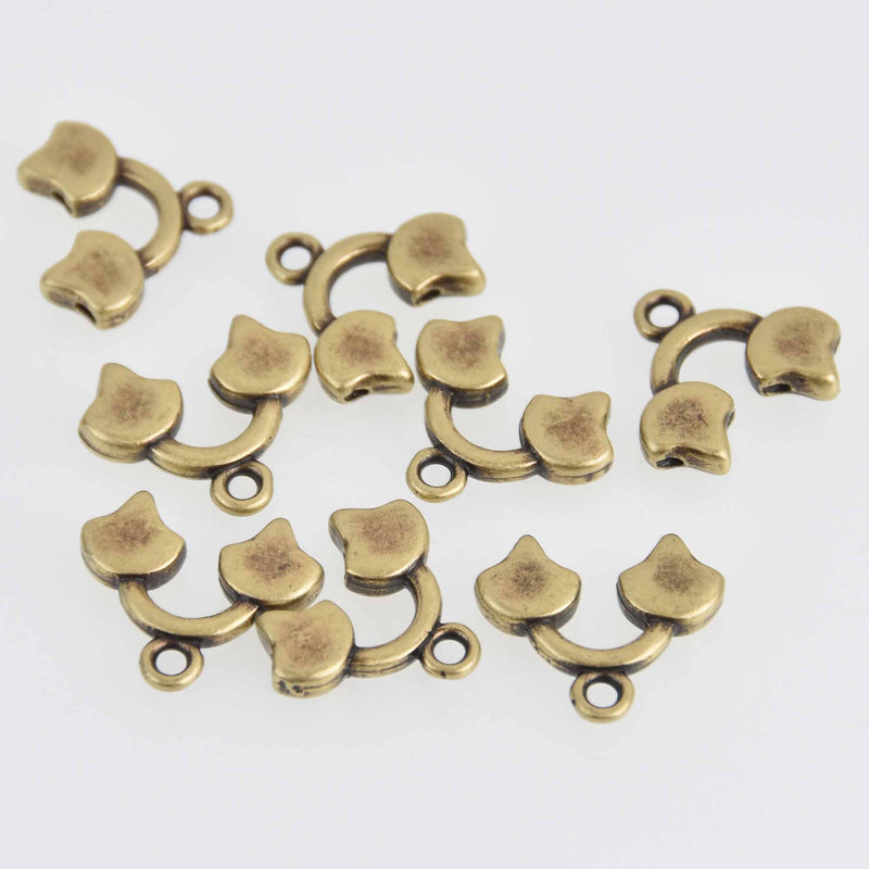 Kastro II Ginko Bead Ending, Antique Brass Plate, x8 pcs, fin1226