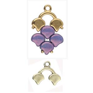 Kastro II Ginko Bead Ending, Antique Brass Plate, x8 pcs, fin1226