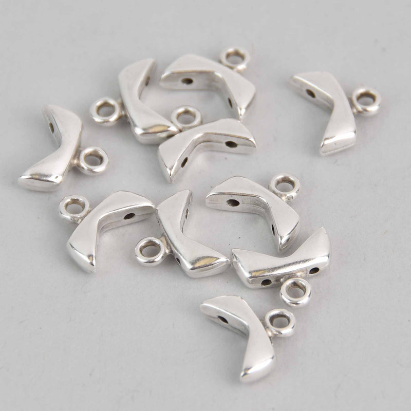 Koutalas Chevron Bead Ending, Silver Plate, x10 pcs, fin1227