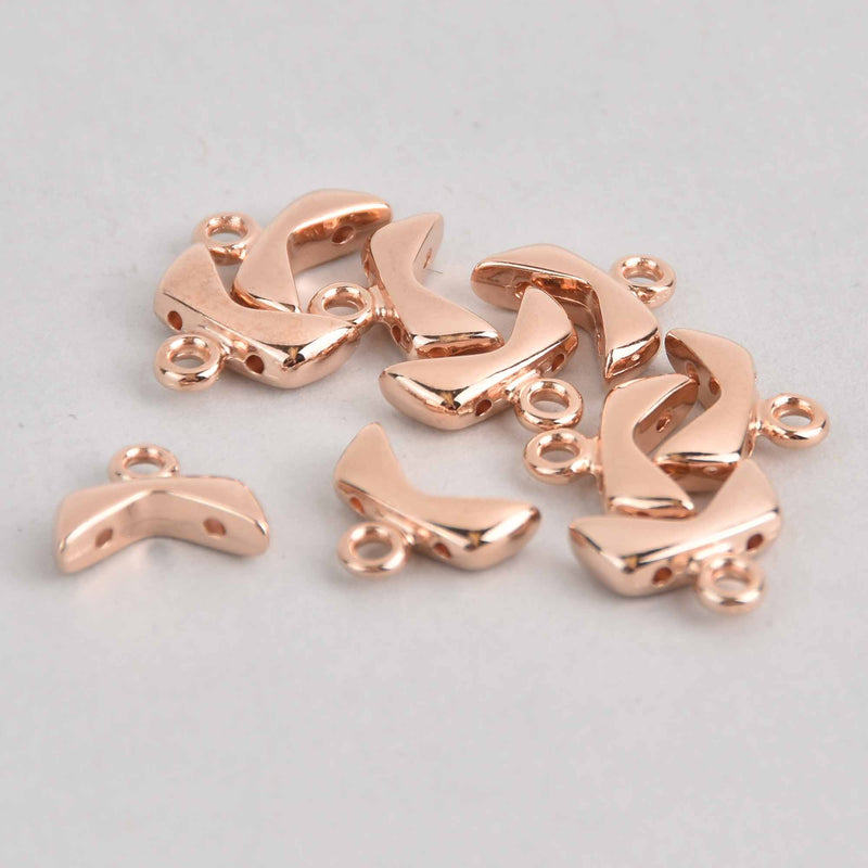 Koutalas Chevron Bead Ending, Rose Gold Plate, x10 pcs, fin1229