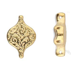 Liotrivi Paisley Bead Connector, 24k Gold Plate, 10 pcs, fin1231