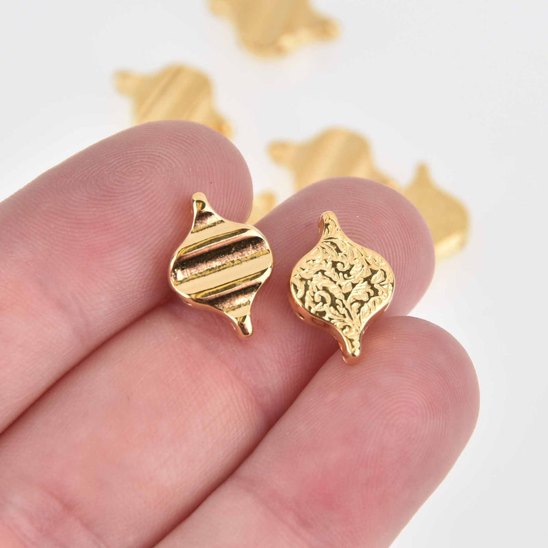 Liotrivi Paisley Bead Connector, 24k Gold Plate, 10 pcs, fin1231