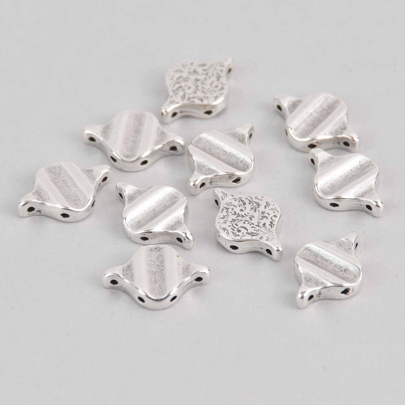 Liotrivi Paisley Bead Connector, Silver Plate, 10 pcs, fin1232