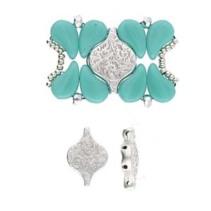 Liotrivi Paisley Bead Connector, Silver Plate, 10 pcs, fin1232