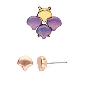 Alopronia Ginko Earring Blanks, Rose Gold Plate, x8 pcs, fin1233