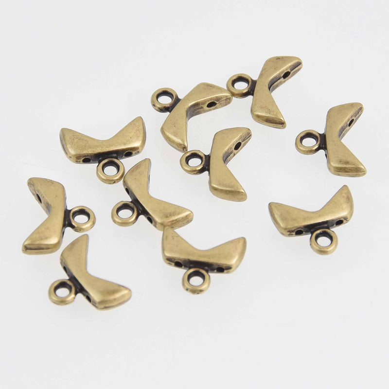 Koutalas Chevron Bead Ending, Antique Brass Plate, x10 pcs, fin1234