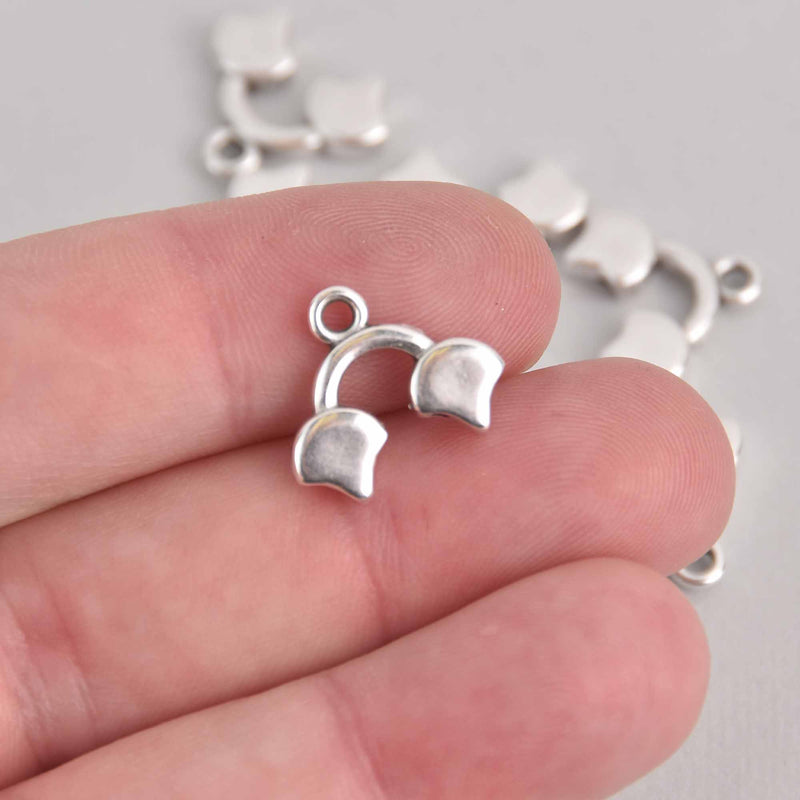 Kastro II Ginko Bead Ending, Antique Silver Plate, 8 pcs, fin1235