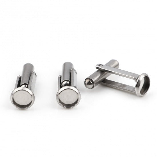 1 pair STAINLESS STEEL Cuff Links Blanks, bezel fits 6mm, fin1207